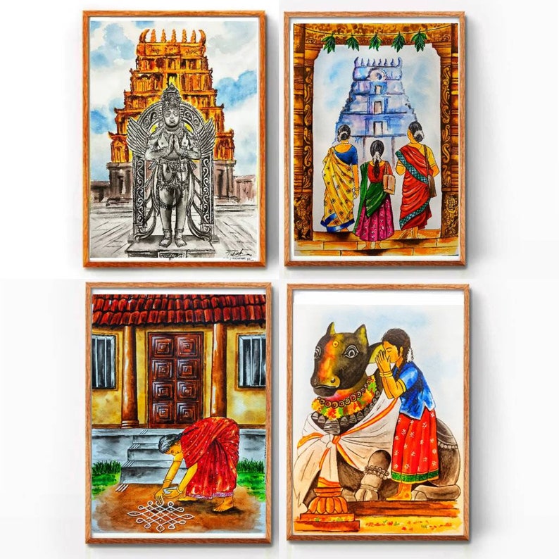 South Indian Wall Art, South Indian Paintings, Tamil Wall Decor