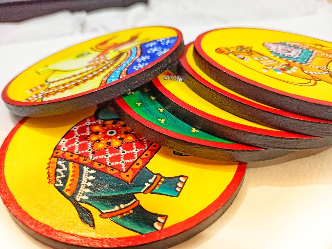 Handmade Decorative Coasters Indian Coasters Rajasthani Folk Etsy