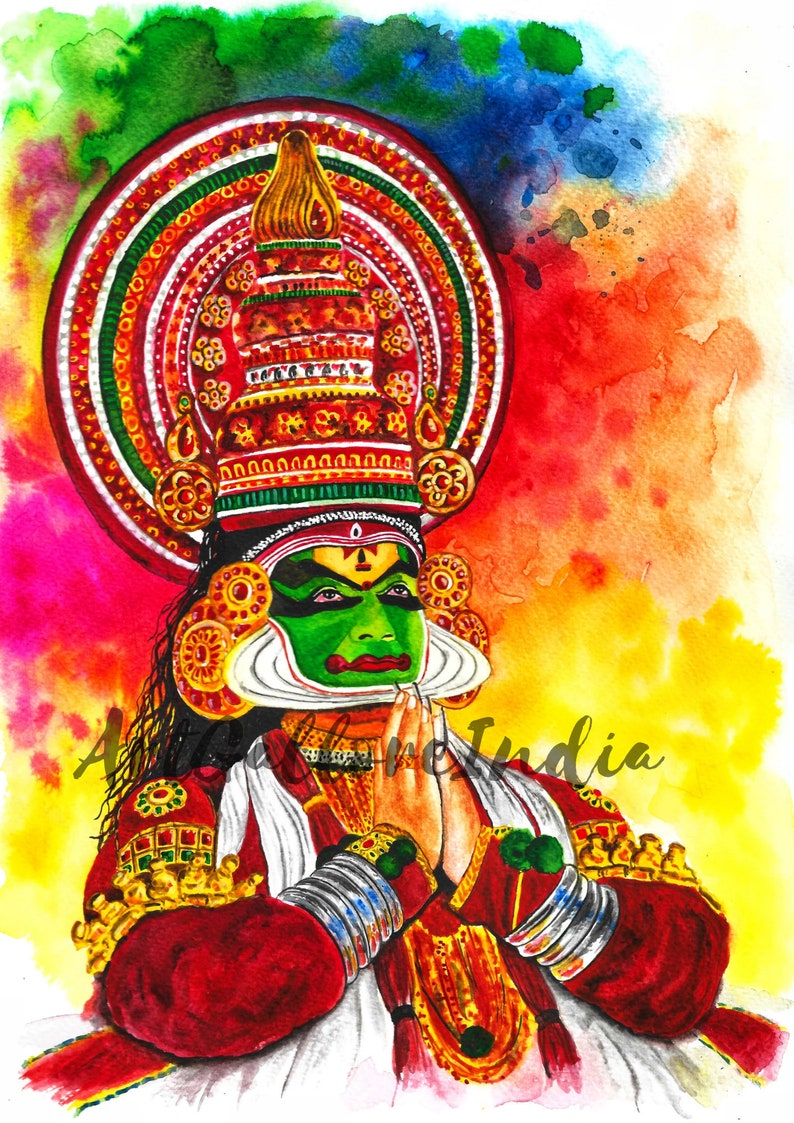 Kathakali Painting, South Indian Art, Kerala Wall Art, Malayalam Decor