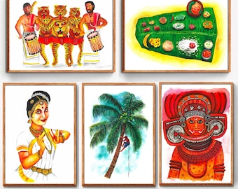 Kerala Aquarellmalerei: Südindische Kunst,Yyam, Puli Kali