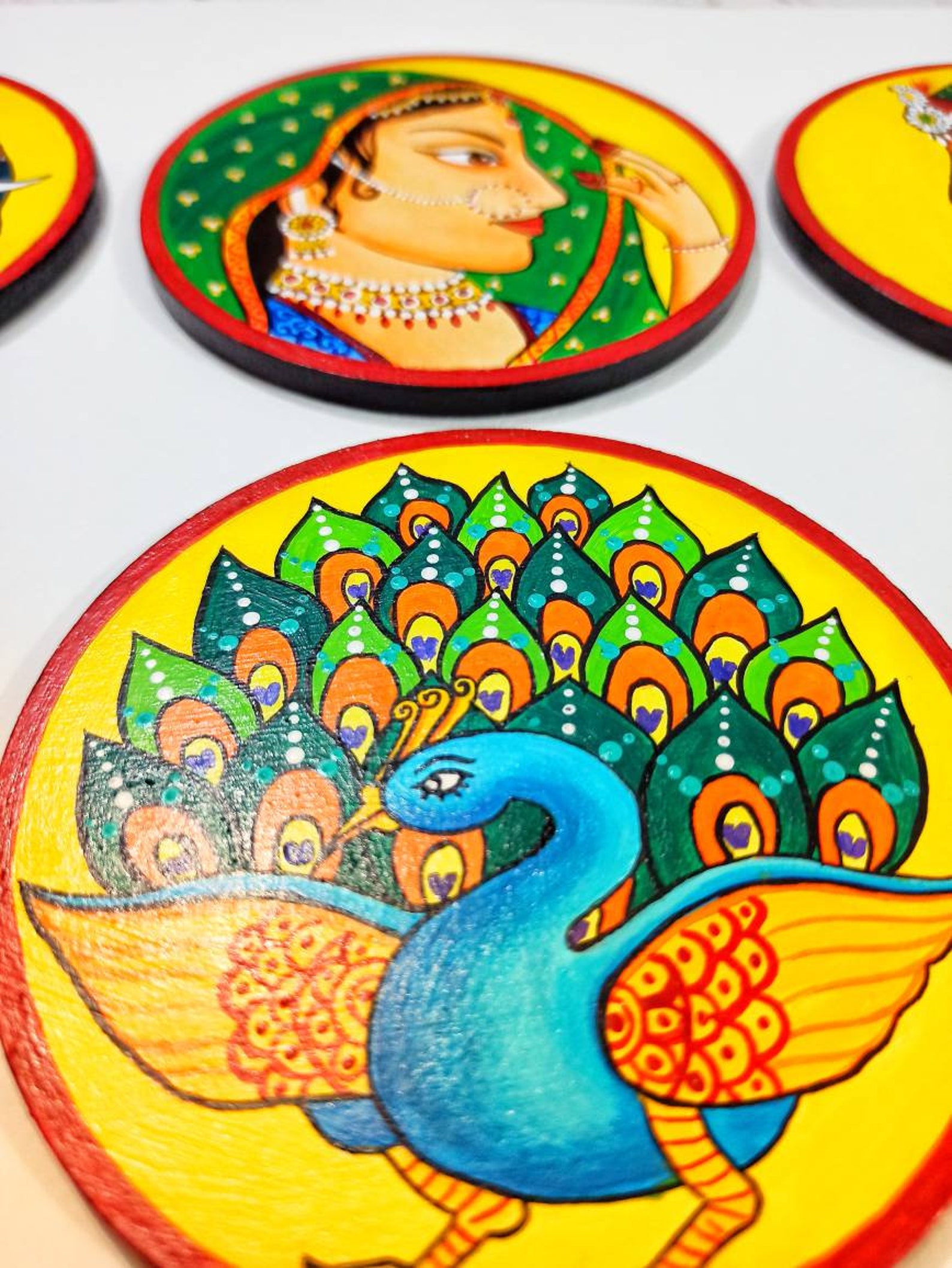 Handmade Decorative Coasters Indian Coasters Rajasthani Folk Etsy