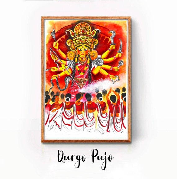 Kolkata Wall Art, Durga Painting, Bengal Wall Art, Durga Puja, Kolkata Painting, Bengali Home