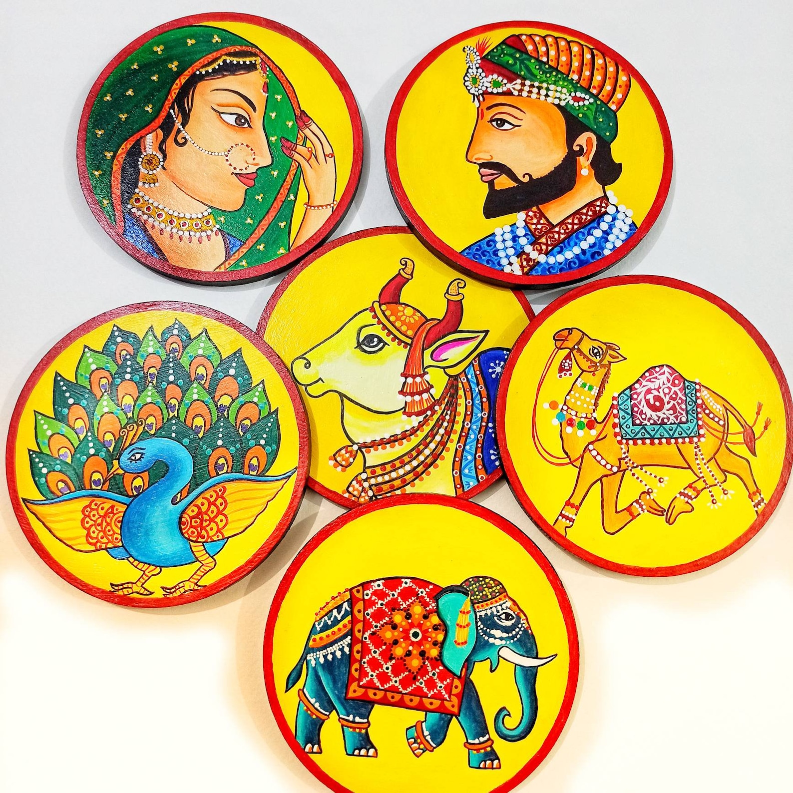 Handmade Decorative Coasters Indian Coasters Rajasthani Folk Etsy