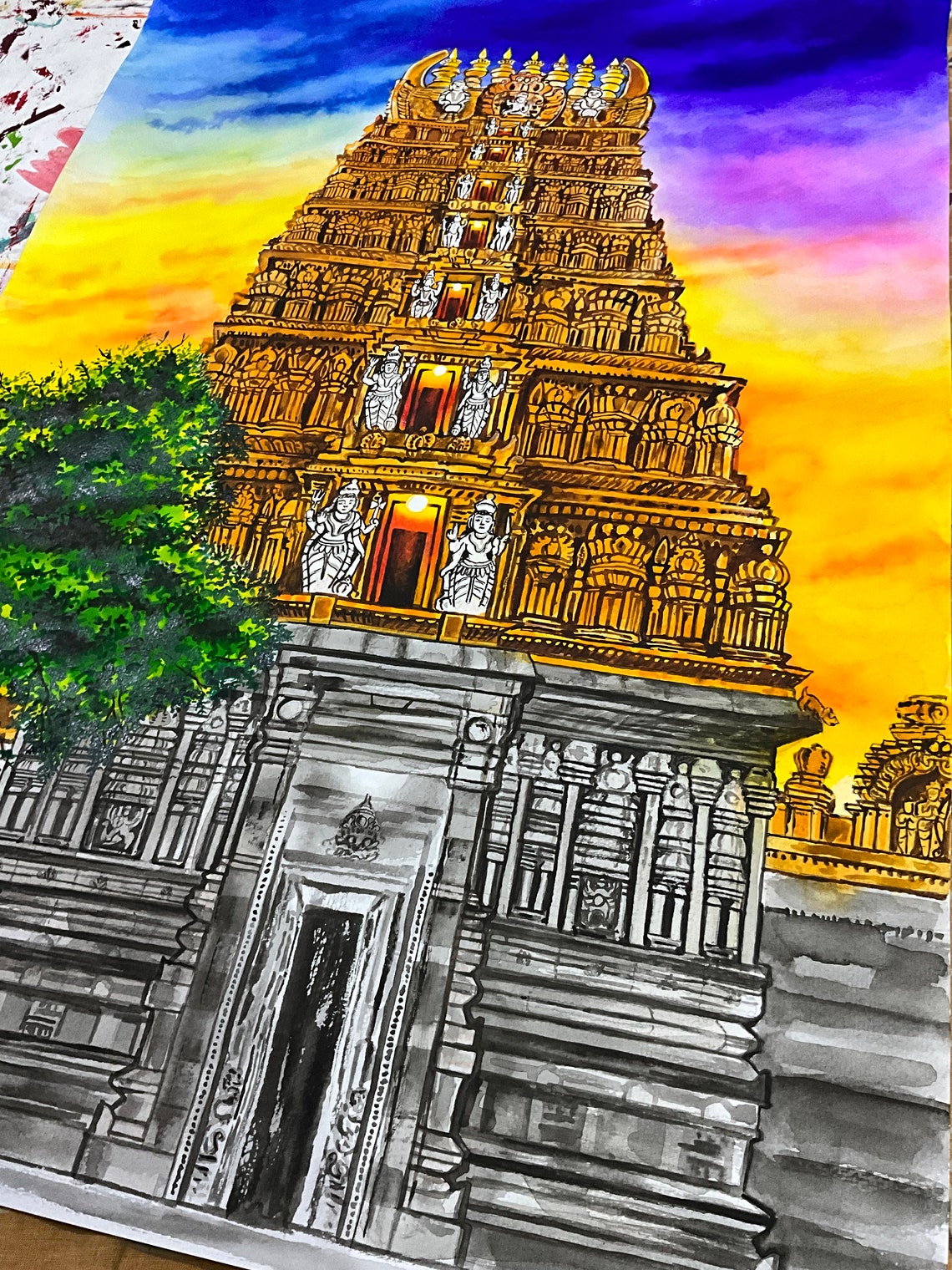 Nanjangud Temple, Tamil Wall Art, Karnataka Wall Art, Tamil Temple