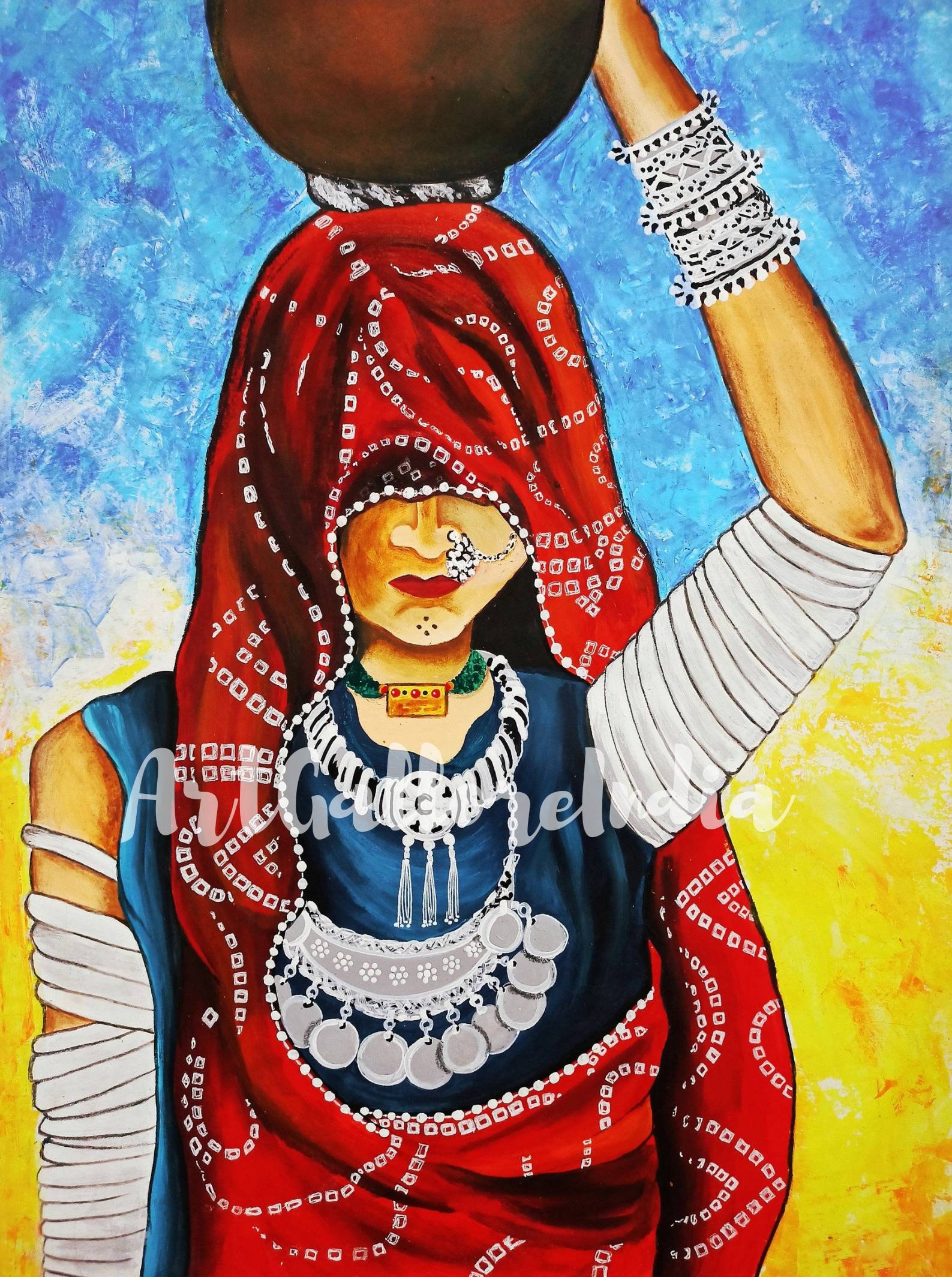 Rajasthani Woman Painting Rajasthani Canvas Painting