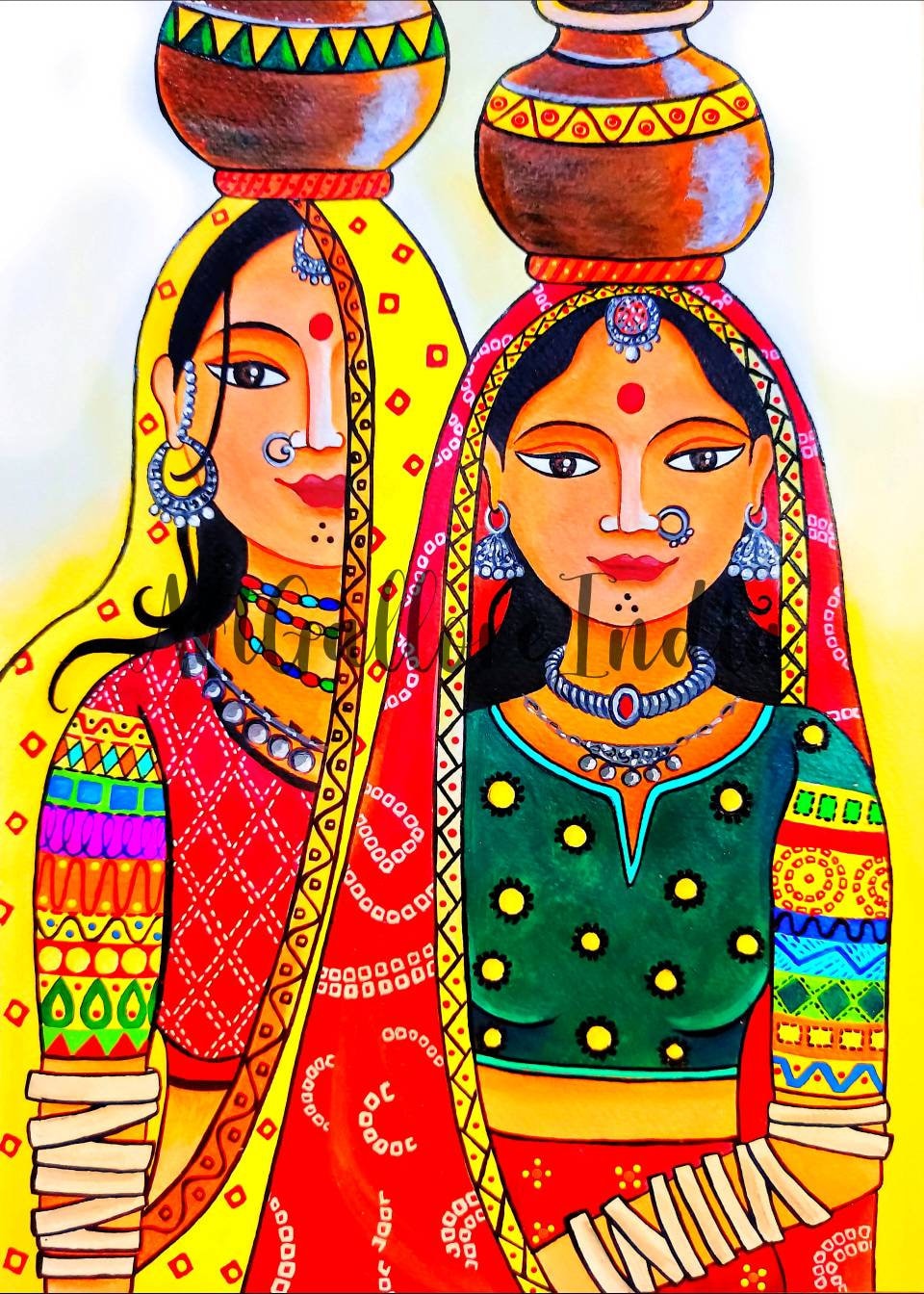 Buy Rajasthani Women Painting, Rajasthani Canvas Painting, Gujarati