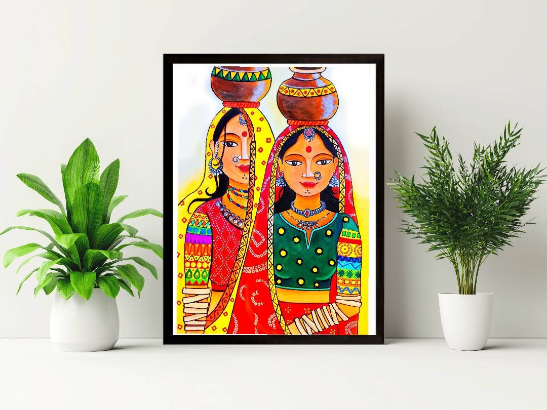 Buy Rajasthani Women Painting, Rajasthani Canvas Painting, Gujarati