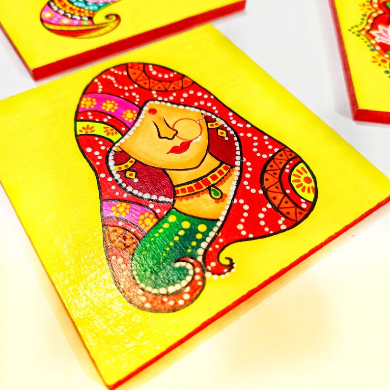 Handmade Decorative Coasters, Indian Coasters, Rajasthani Folk Art
