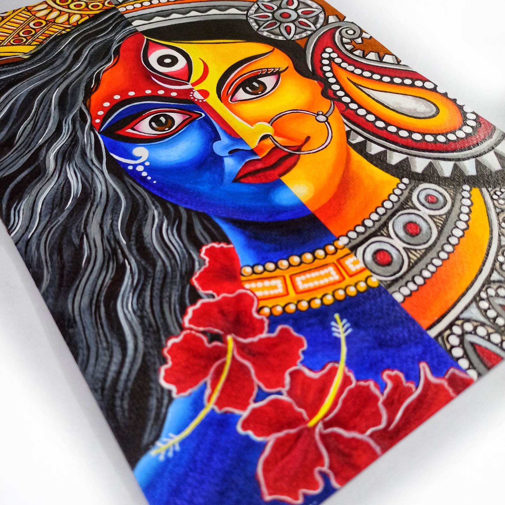 Kali Durga Painting, Bengal Wall Art, Durga Puja, Kolkata Wall Art