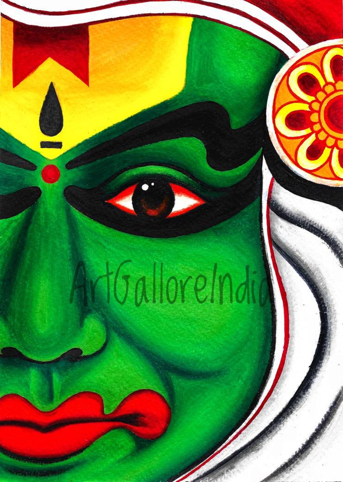 Kathakali Theyyam Painting South Indian Painting Malayalam Etsy