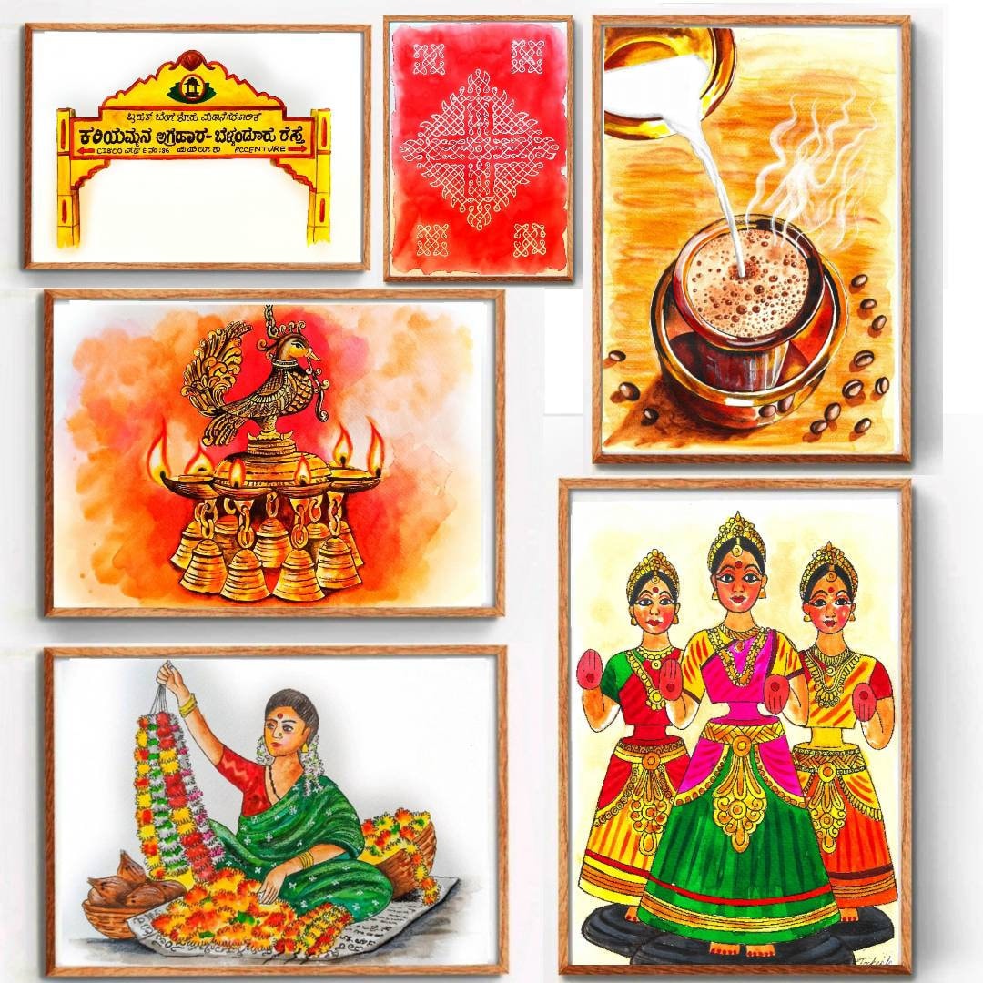 Karnataka Wall Art, Kannada Art, South Indian Decor, Mysuru Painting