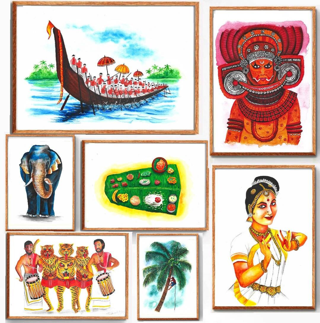 Kerala Art South Indian Decor Malayalam Decor Onam Wall Etsy Singapore