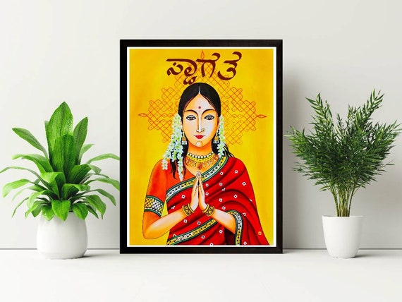 Kannada Welcome, South Indian Wall Art, Indian Welcome Poster, Namaste  Painting, ORIGINAL ACRYLIC PAINTING - Etsy