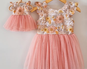 Layla Flutter Sleeve Girls Dress ~ Handmade
