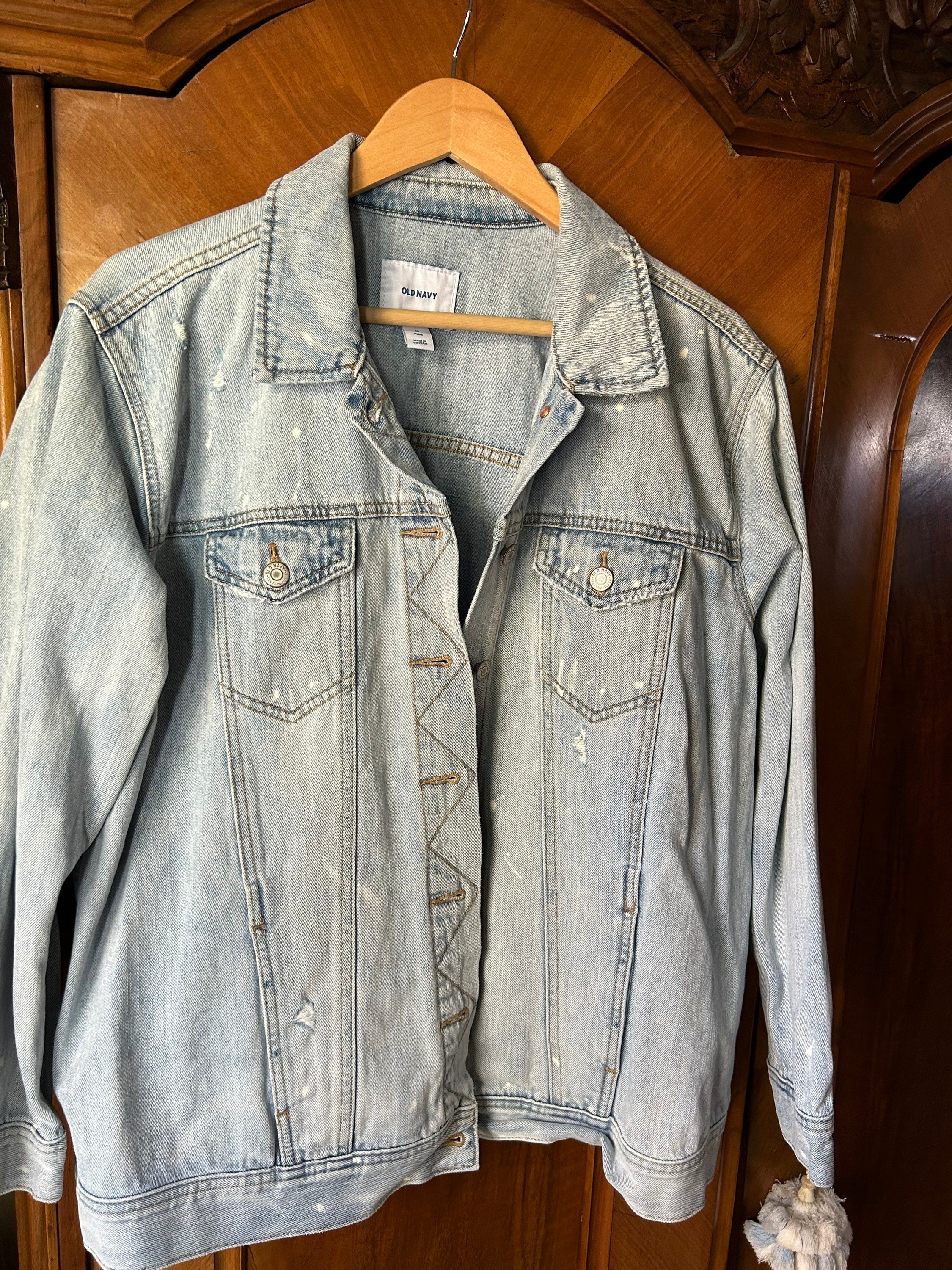 Old Navy Vintage Distressed Jean Jacket 1X Etsy