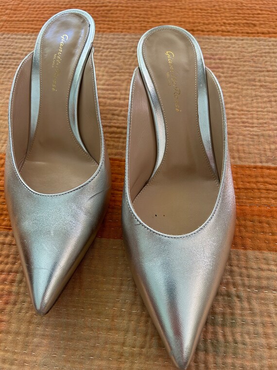 Gianvito Rossi Milano Mule Slip on Silver Sz 38 - Etsy