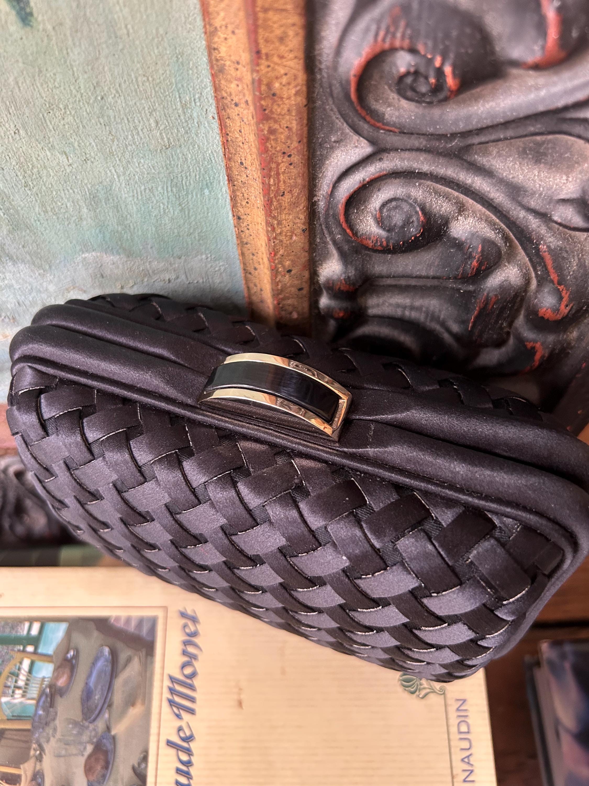 Sondra Roberts Satin Woven Box Clutch 6x5” Lovely Small Party or