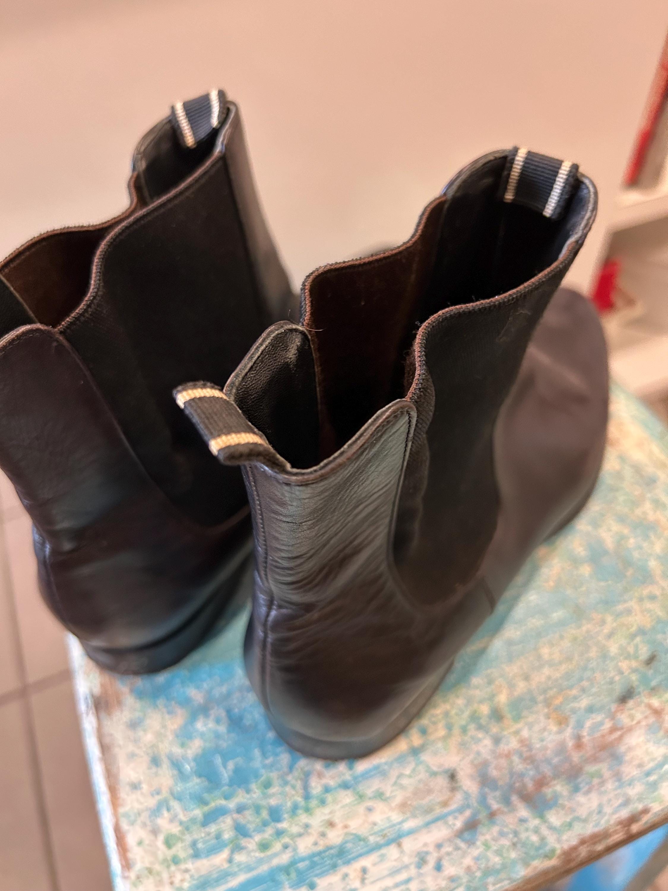 Helmut Lang Italy Black Low Women’s  Boots with Elastic Panels Low Heel Sz 39.5 Helmut Lang 2001 Neoprene-Bonded Kid Leather Ankle Boots  main image 4