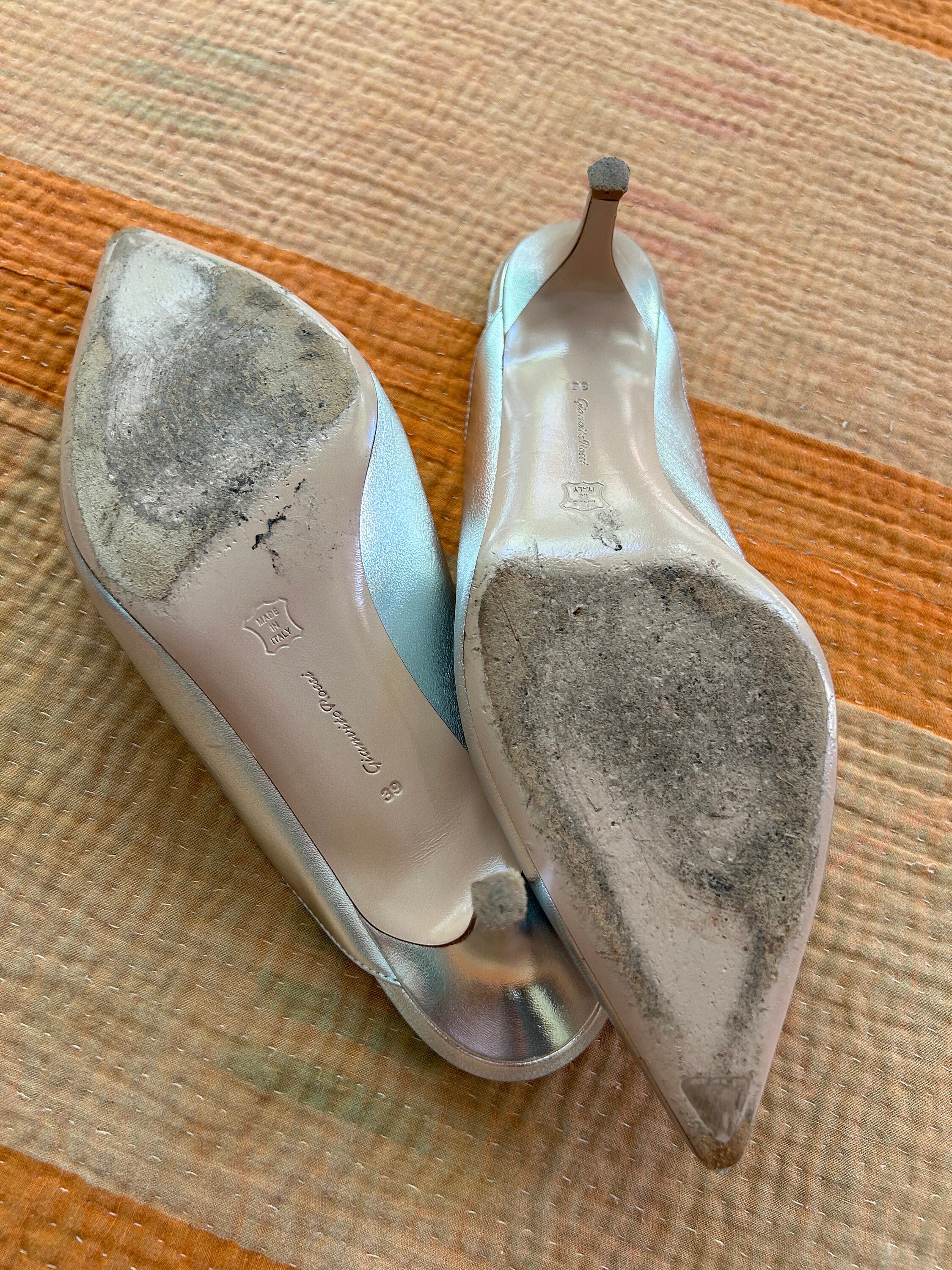 Gianvito Rossi Milano Mule Slip on Silver Sz 38 - Etsy