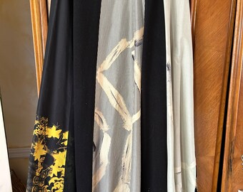 Saverio Palatella panel wrap skirt silk velvet wool silk painted panels.