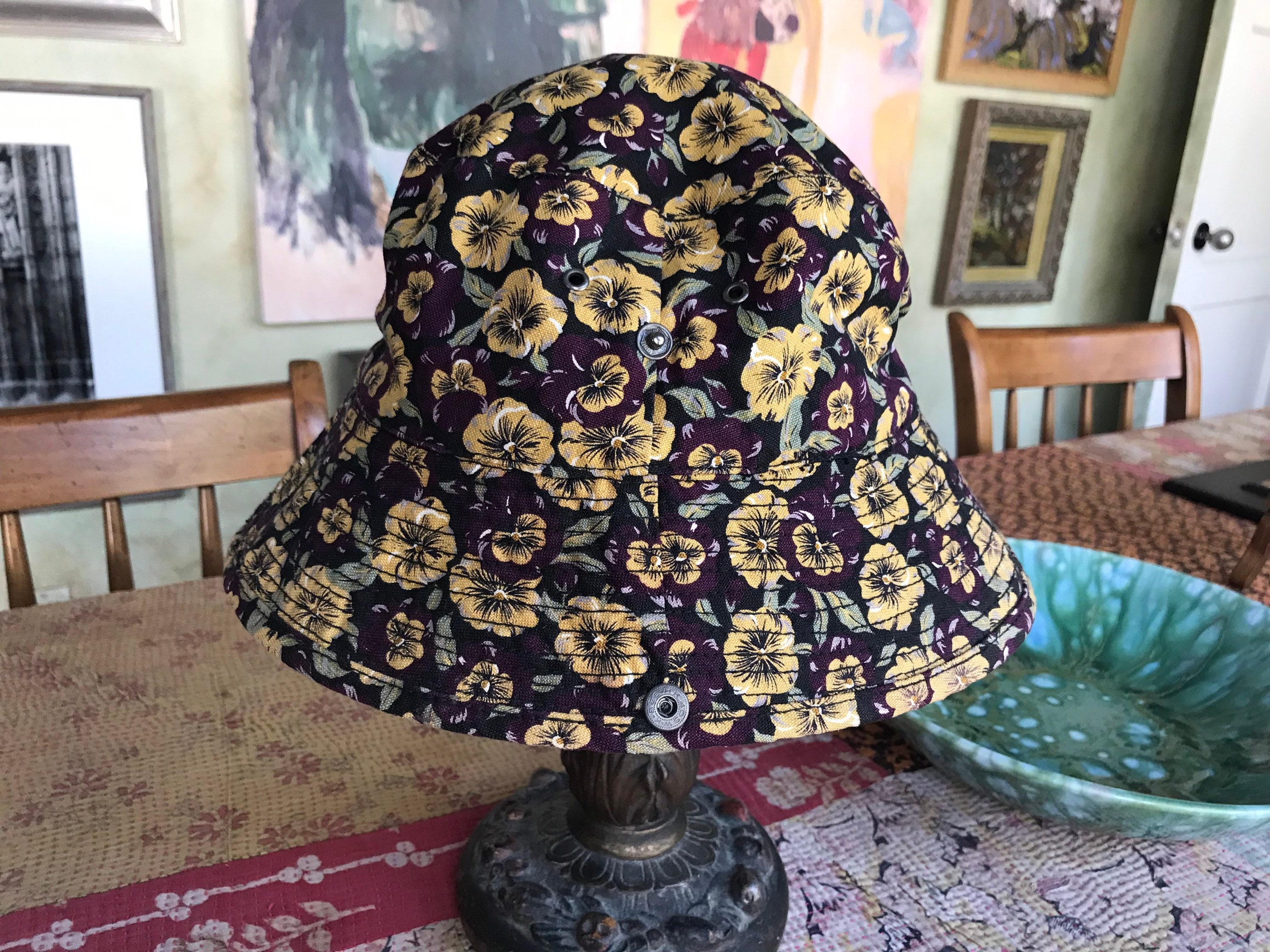 Smith & Hawken vintage canvas floral bucket hat for sale  
