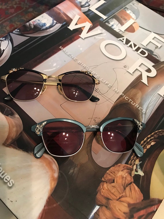 Vintage Art Deco glasses corner jewels sunglasses 