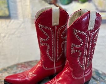 フライ デイジーデューク レッドレザー カウボーイブーツ サイズ7
