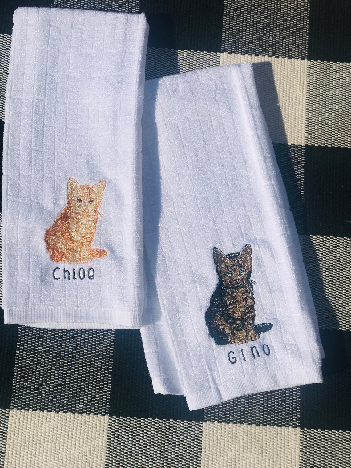 Embroidered Cat Hand Towels Pet Lover Christmas Gift Etsy