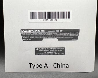 Gameboy Advance Console Labels