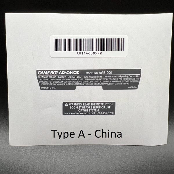 Gameboy Advance Console Labels