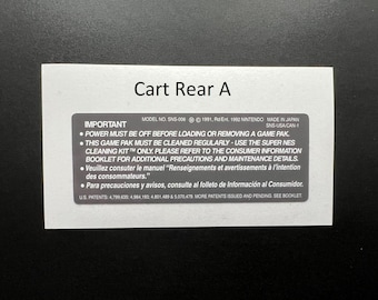 SNES Rear Cart Labels