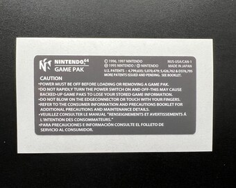 N64 Rear Cart Label