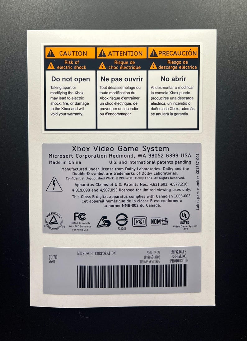 OG Xbox Console Labels - Etsy