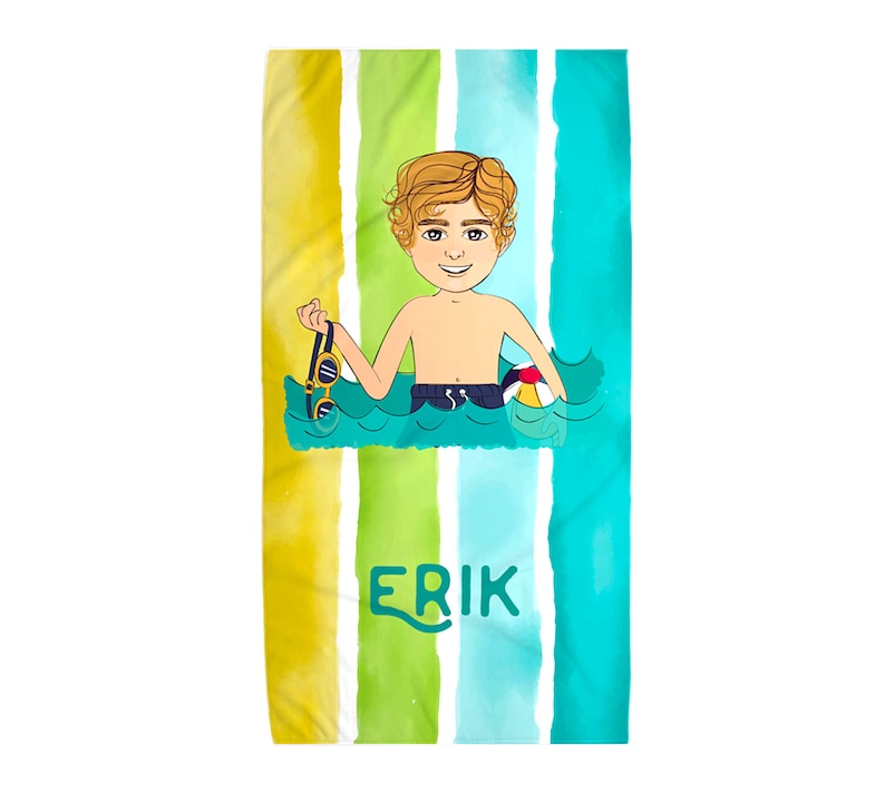 Personalised Cartoon Rainbow Beach Bath Towel for Children Home Gift for Girls and Boys Kids Swimming Accessory Customised Bath Towel image 3