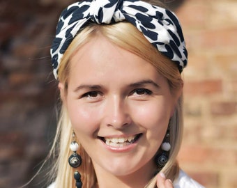 Dalmatian Boho-Style headband with matching earrings Hair Accessory Gifts for Her Birthday Gift Wide headband head wraps for women
