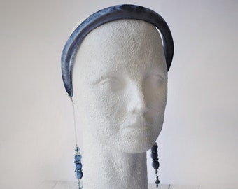 Gray Velvet Headband Thin padded halo headband Alice band Skinny headband Gift for her