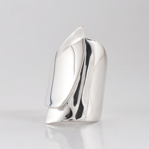 zilveren ring hedendaagse grote wrap zilveren getextureerde ring, vinger wrap, sterling zilver extra brede band, chunky statement ring, excentrieke