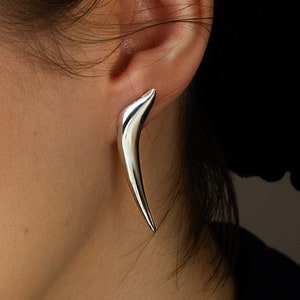 Ultra Modern THORN Studs | Contemporary KRIK Designer Jewelry | Avant Garde Fashion | Sterling Silver Stud | Futuristic Wife Gift