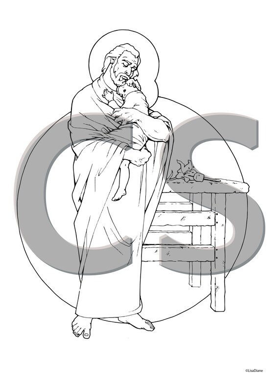 Saint Joseph Tenant Baby Jesus Telechargement Numerique Pour Etsy
