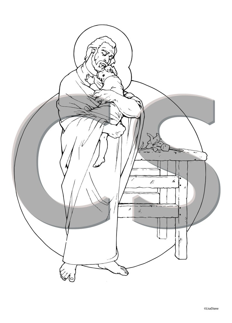 Saint Joseph Holding Baby Jesus Digital Download for Clipart - Etsy