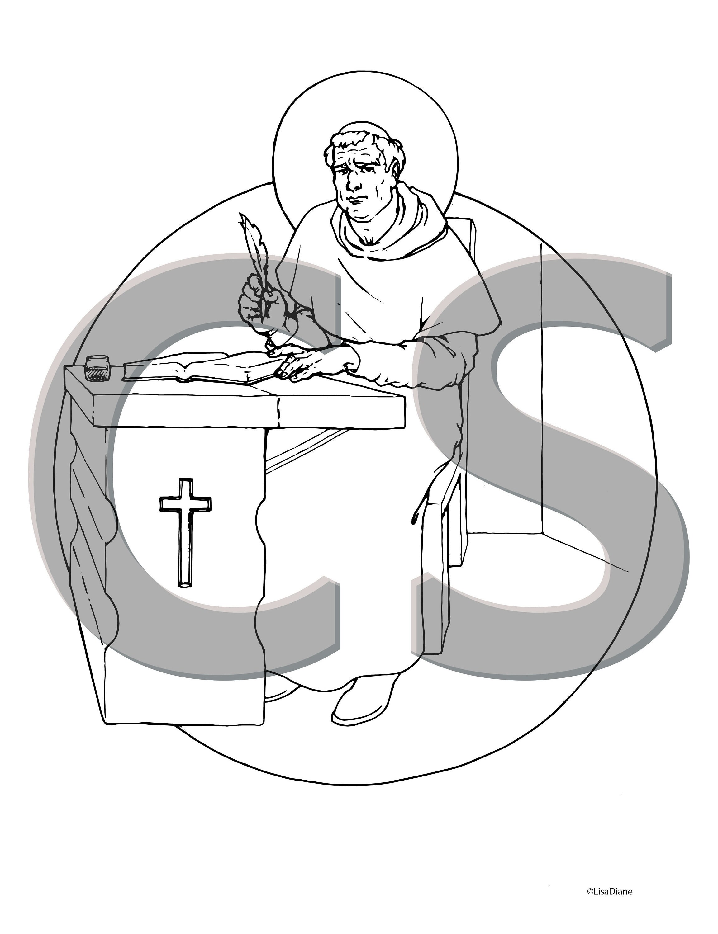 St. Thomas Aquinas Printable Download Coloring Page/Clipart | Etsy