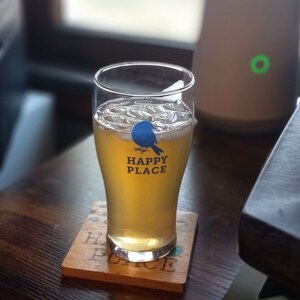 Found Your Happy Place? Happy Place Glassware. Cola Glass. Beer Glass. Bluebird of Happiness. 12 Oz Glass. Cheers.