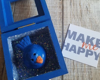 Pudełko na pamiątki „Błękitny Ptak Szczęścia” – prezent na poprawę humoru