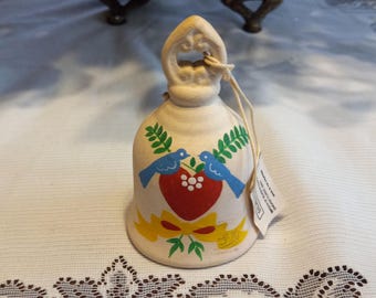 Campana de pájaro azul Silvestri, pájaros del amor vintage con corazón