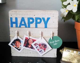 Tablero de mensajes Bluebird, decoración de madera encalada (6x6)