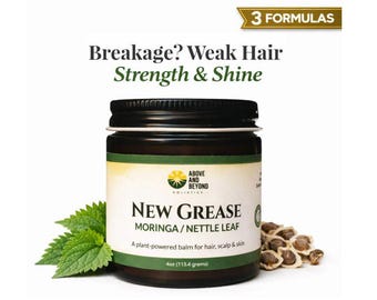 New Grease – Hair, Scalp and Skin Balm – Moringa + Nettle (Strength & Shine) | 4oz and 16oz