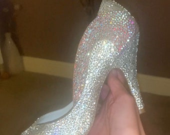 Swarovski Crystal Customised High Heel Peeptoe Shoes, Genuine Swarovski Crystal, Party, Prom, Wedding