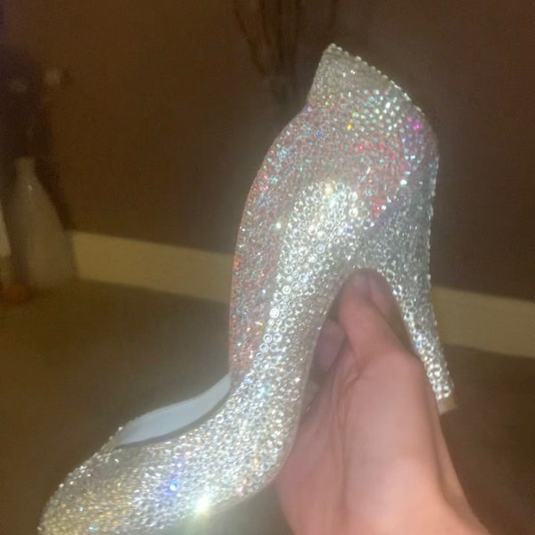 Swarovski Crystal Customised High Heel Peeptoe Shoes, Genuine Swarovski Crystal, Party, Prom, Wedding