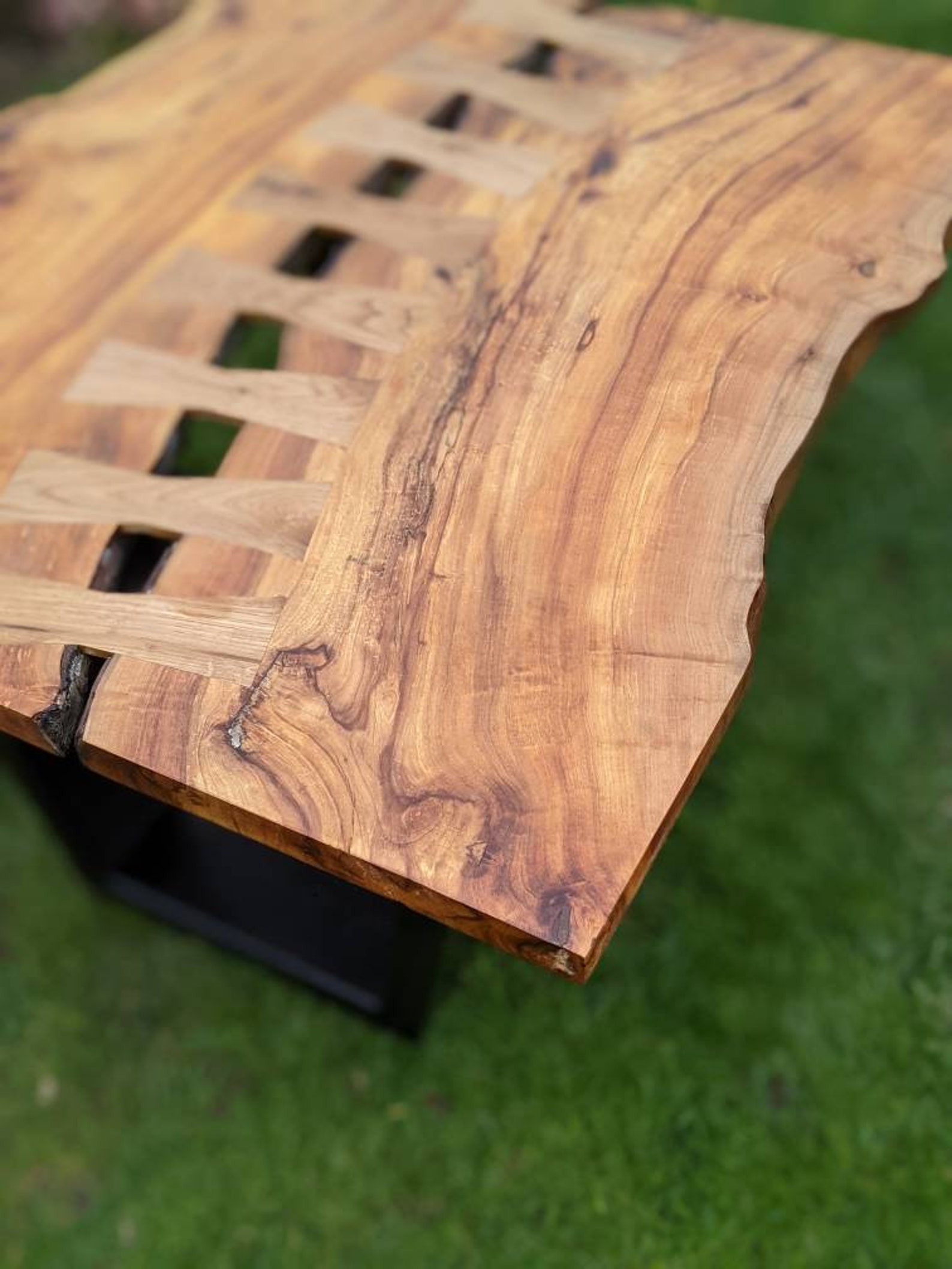 Bespoke Handmade Applewood coffee table with oak bowties..75cm Etsy