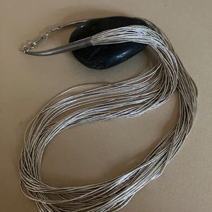 Vintage Navajo &#39;Rising Sun&#39; 30-strand Sterling Liquid Silver Necklace 20 in long